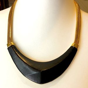 VINCE CAMUTO Black Leather Pendant On Double Square Rope Chain with Extension